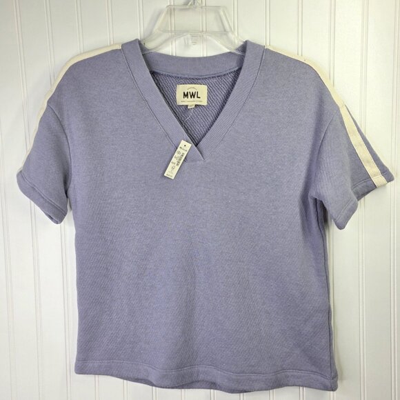 Madewell Tops - Madewell Top Womens XXS Purple Waffle Sweatshirt Short Sleeve Relaxed Fit Active